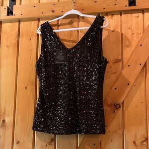 Sequin Chocolate Brown Sleeveless Sequined Top